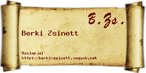 Berki Zsinett névjegykártya
